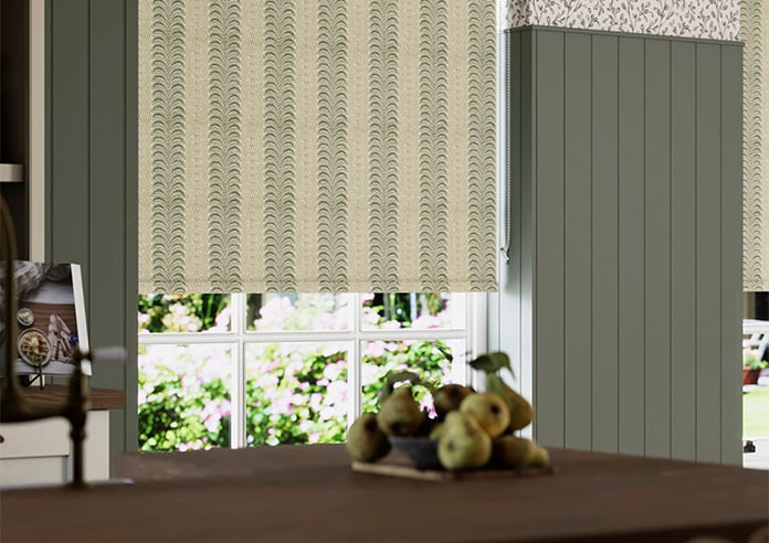 Land & Shore Fintra Stripe (Blackout), Green - Roller Blind - Image 5